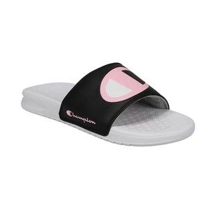 New Champion Kids Super Slides Black Pink Sandal, Size 11
